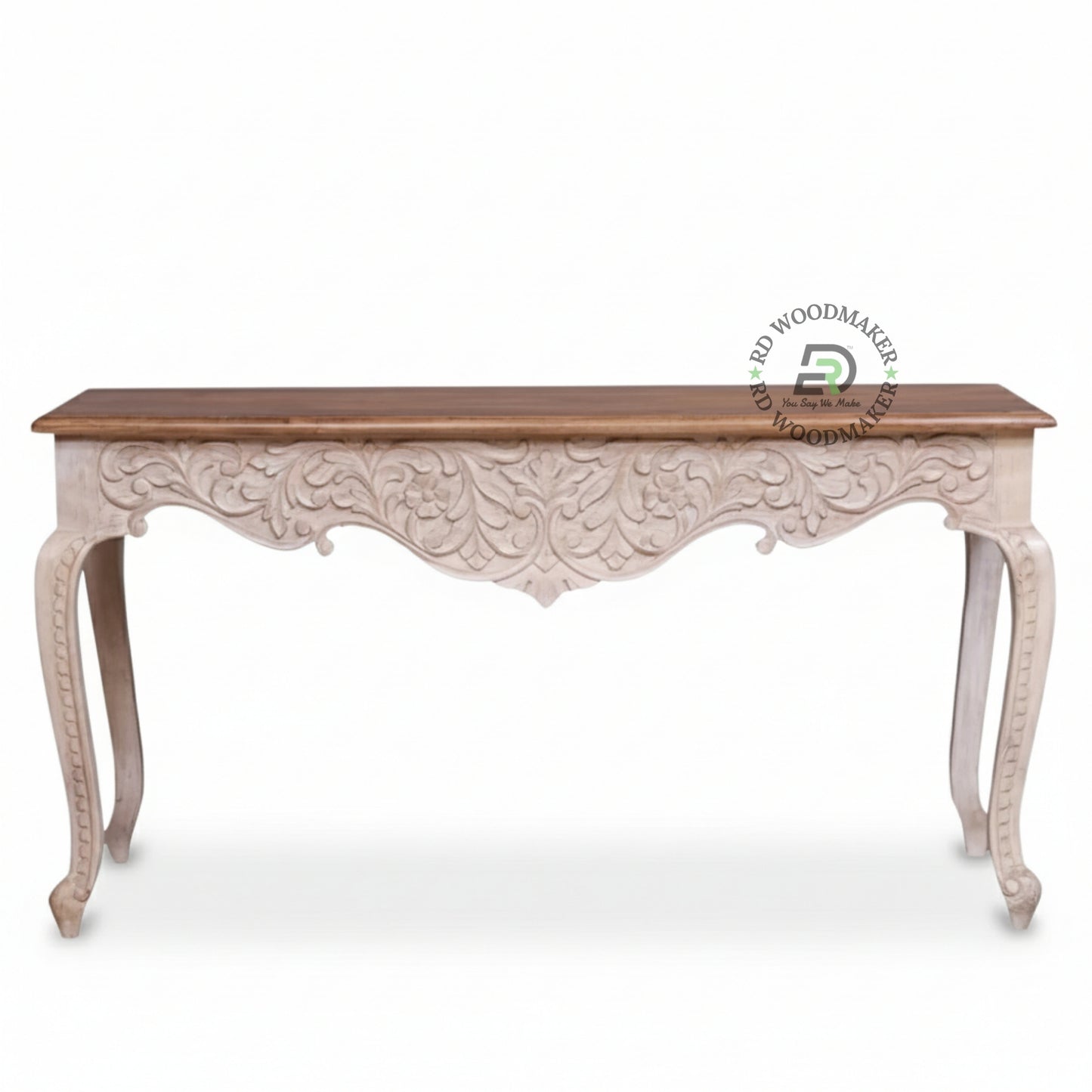 FRENCH STYLE CARVED CURVED LEG CONSOLE TABLE