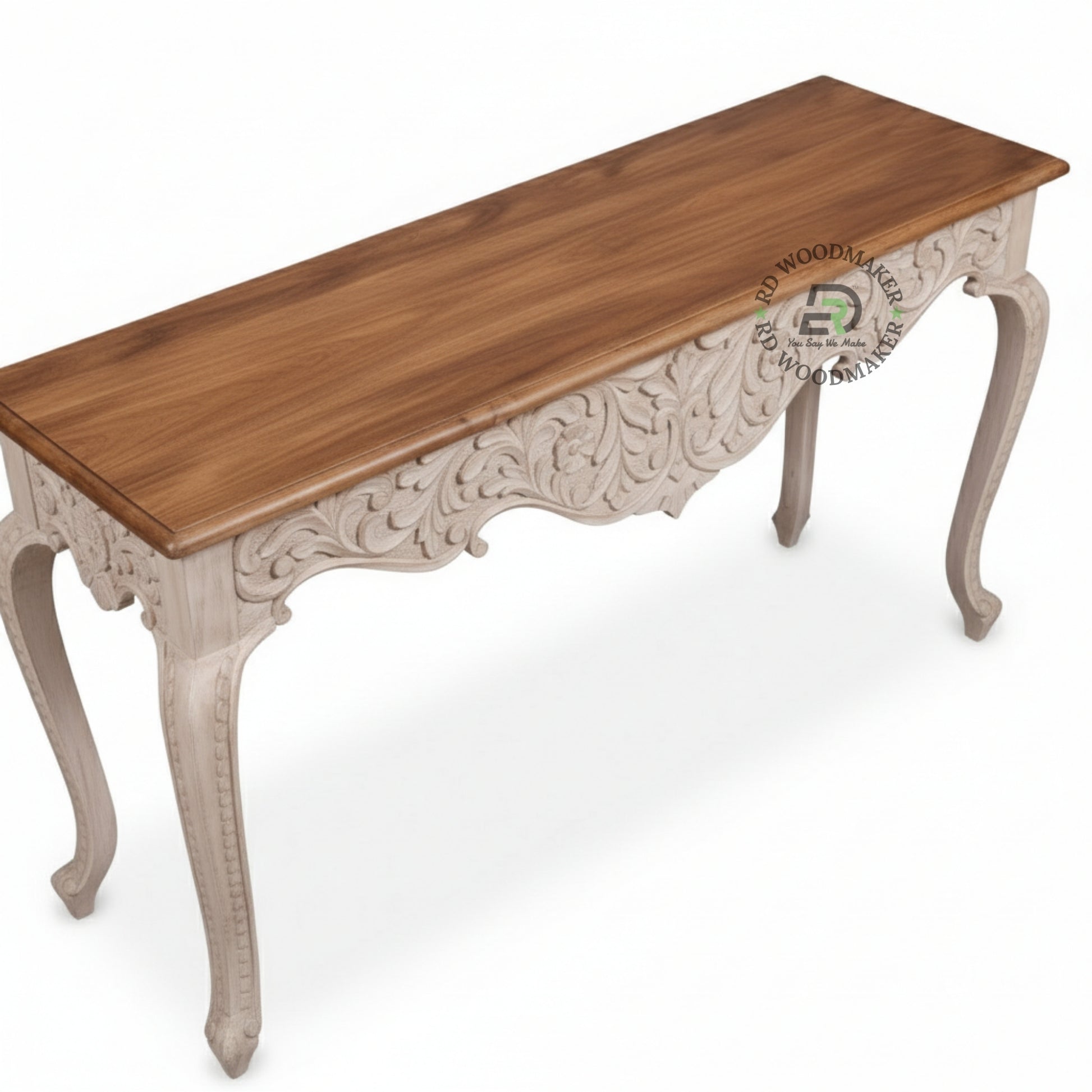 FRENCH STYLE CARVED CURVED LEG CONSOLE TABLE