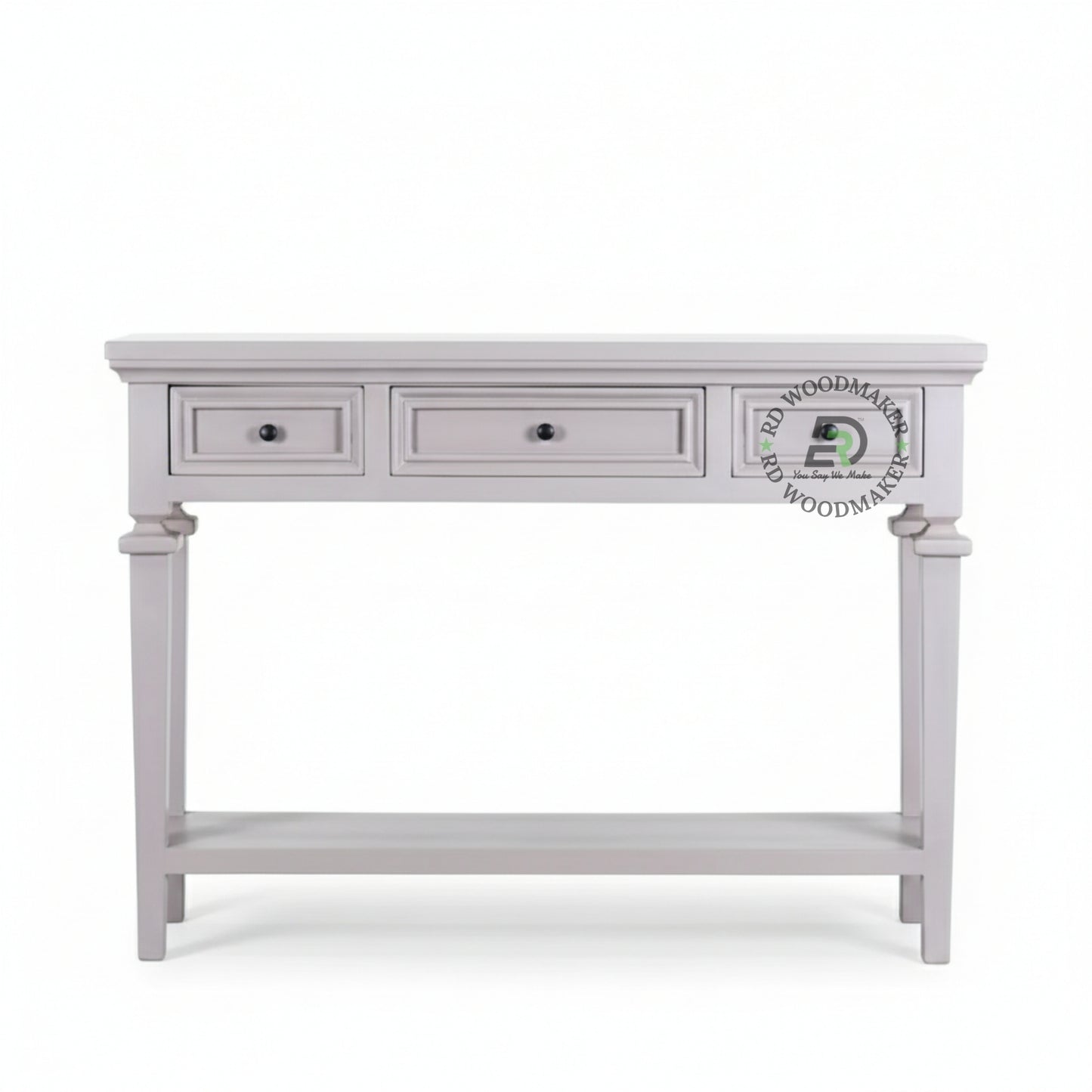 MINIMAL GREY THREE DRAWER CONSOLE TABLE WITH SHELF