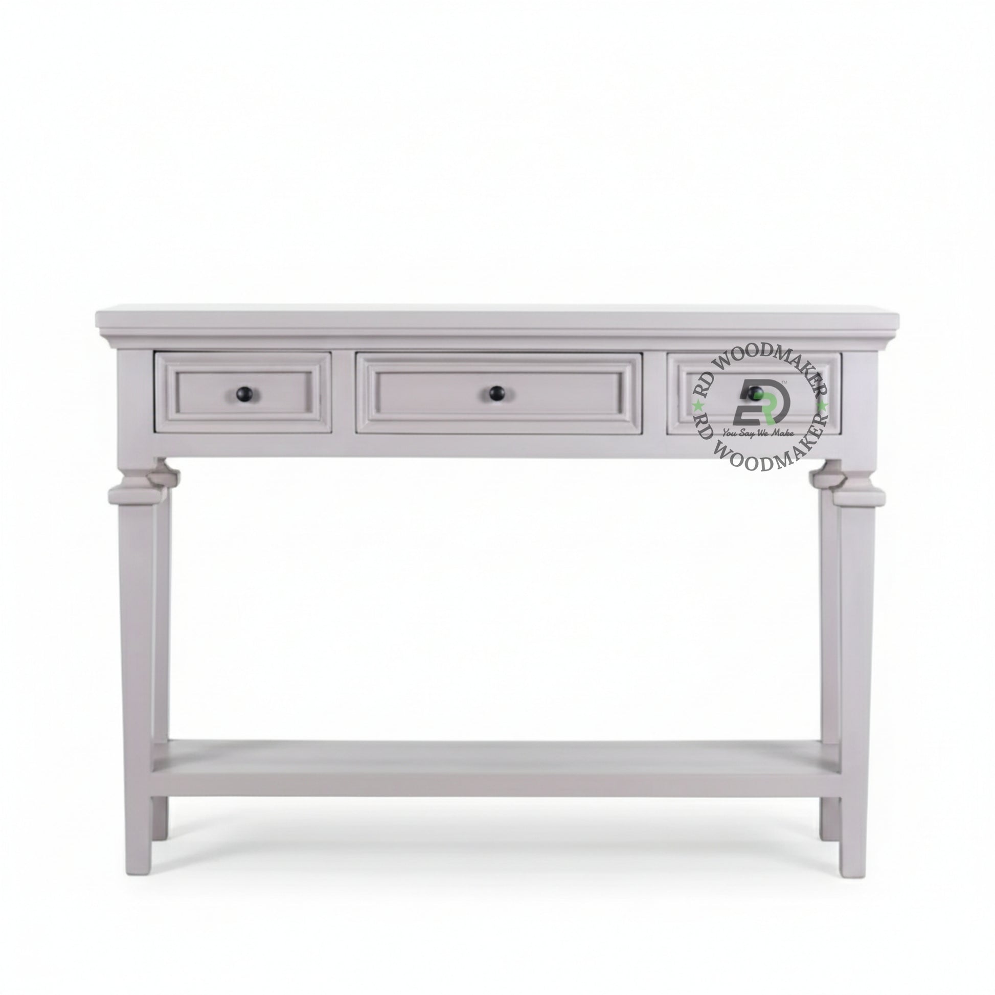 MINIMAL GREY THREE DRAWER CONSOLE TABLE WITH SHELF