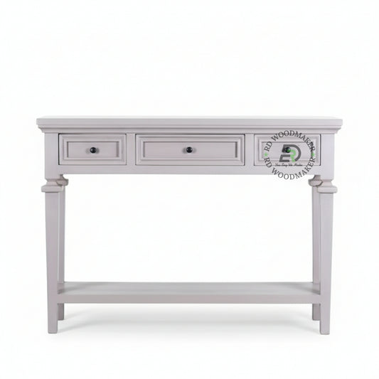 MINIMAL GREY THREE DRAWER CONSOLE TABLE WITH SHELF
