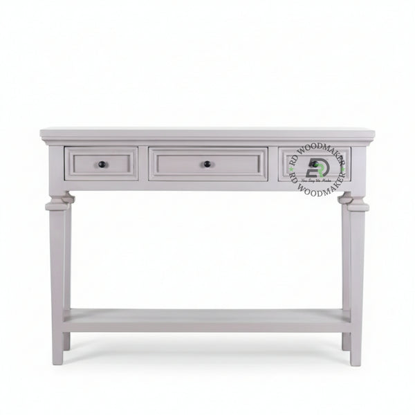 MINIMAL GREY THREE DRAWER CONSOLE TABLE WITH SHELF