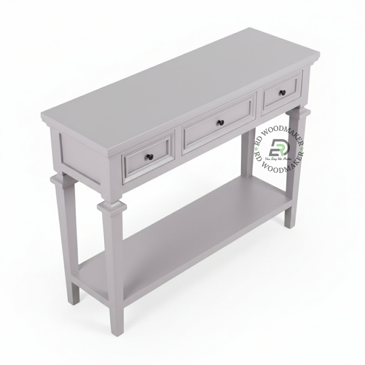 MINIMAL GREY THREE DRAWER CONSOLE TABLE WITH SHELF