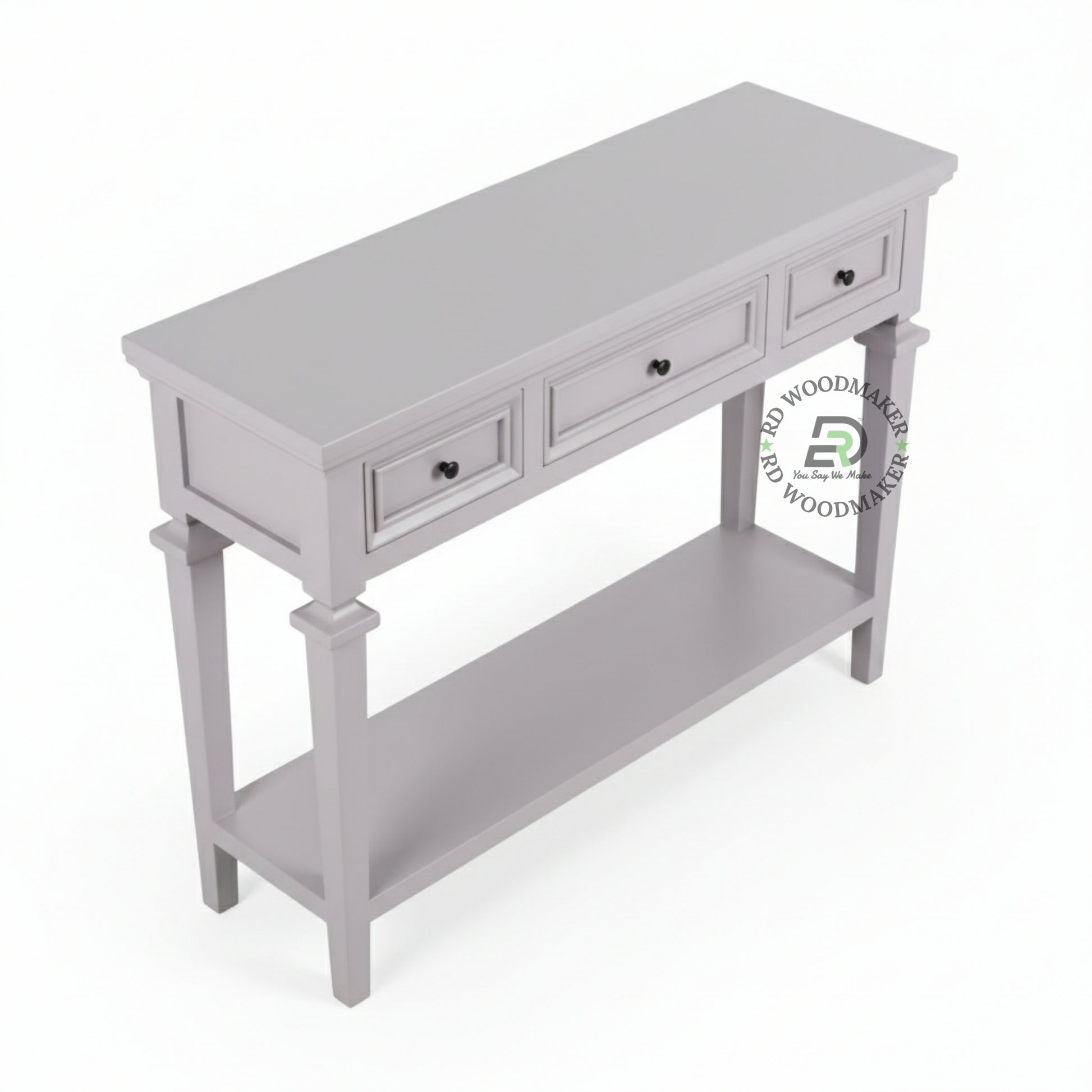 MINIMAL GREY THREE DRAWER CONSOLE TABLE WITH SHELF