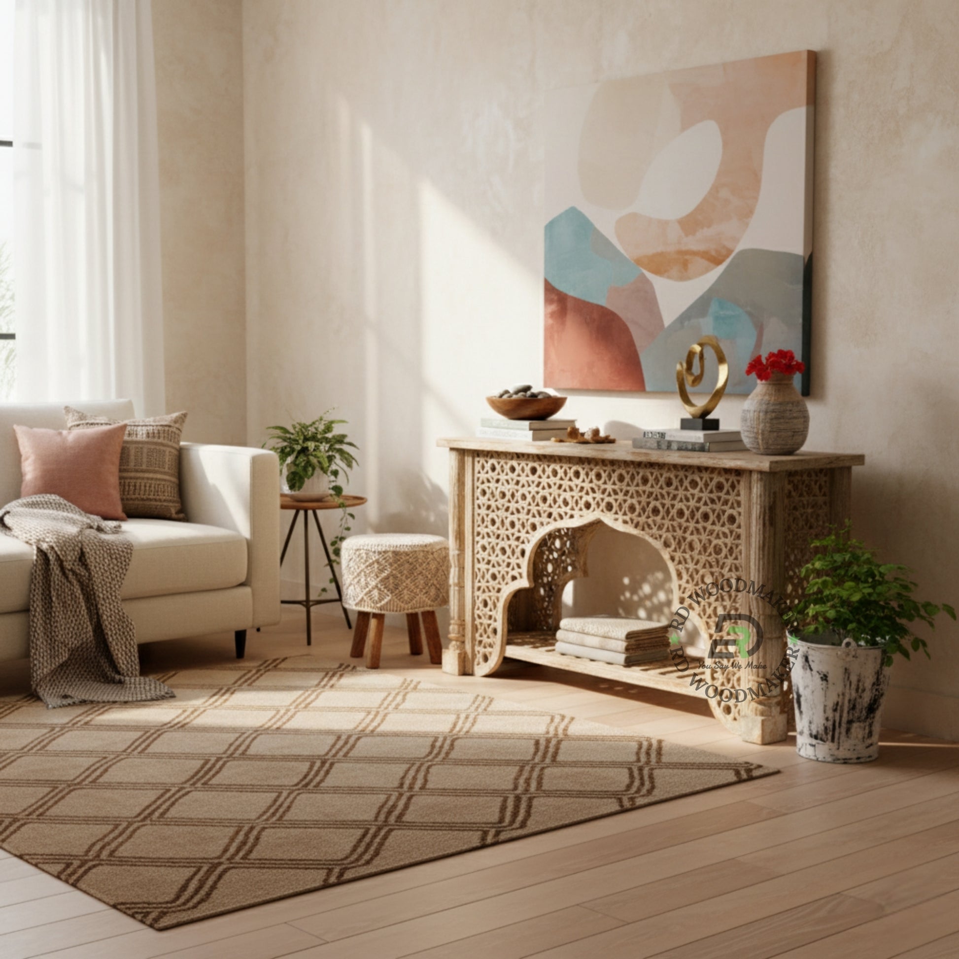 MOROCCAN JAALI ARCH CONSOLE TABLE