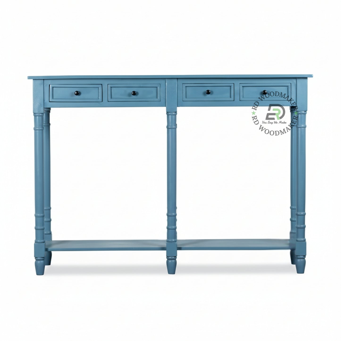 CLASSIC BLUE FOUR DRAWER LONG CONSOLE TABLE