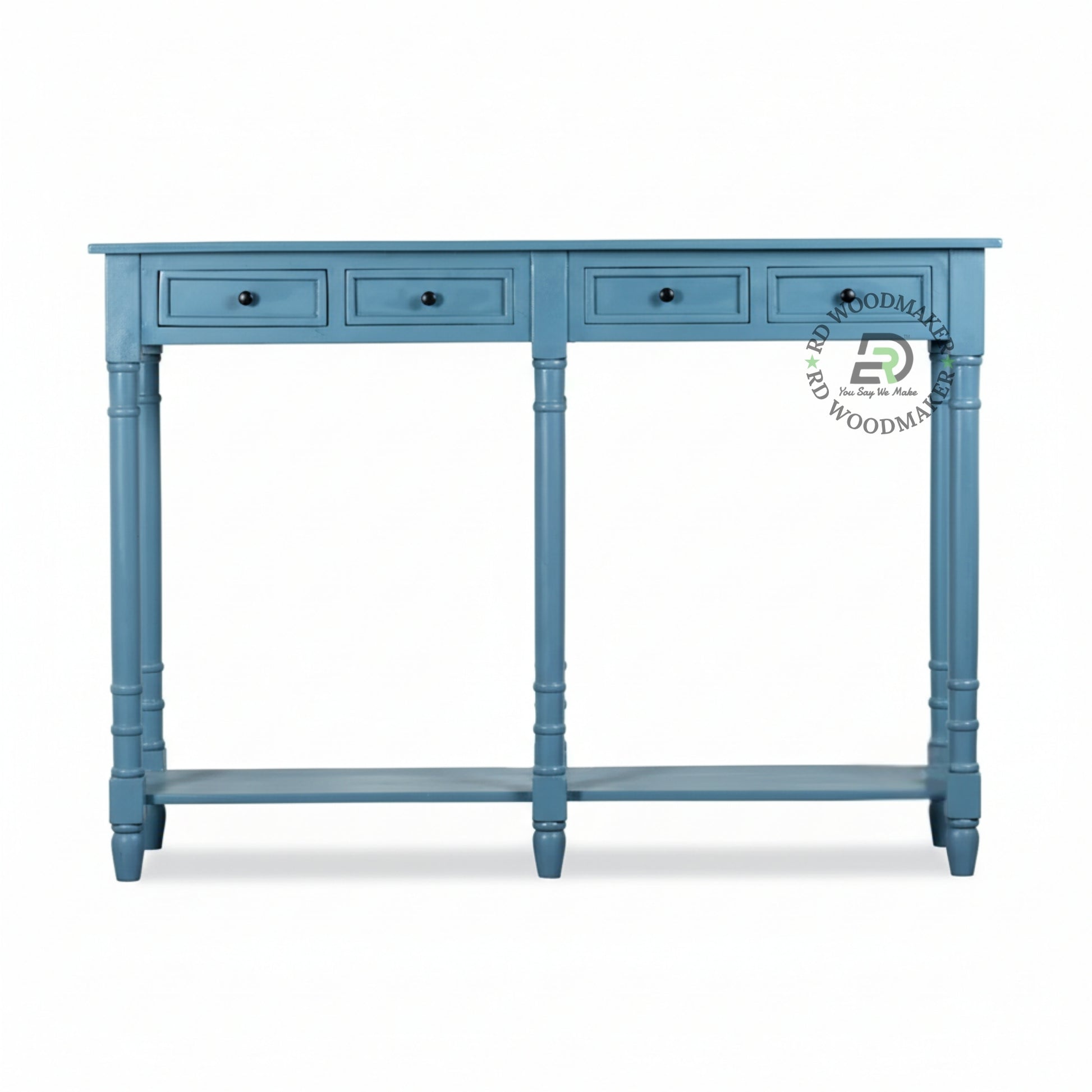 CLASSIC BLUE FOUR DRAWER LONG CONSOLE TABLE