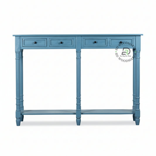 CLASSIC BLUE FOUR DRAWER LONG CONSOLE TABLE