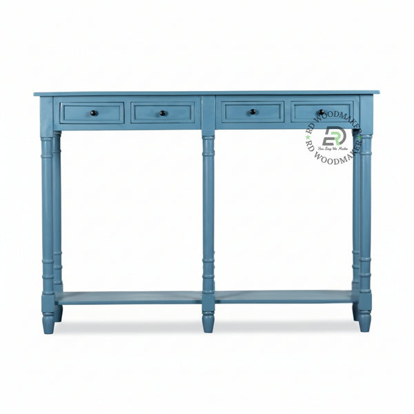 CLASSIC BLUE FOUR DRAWER LONG CONSOLE TABLE