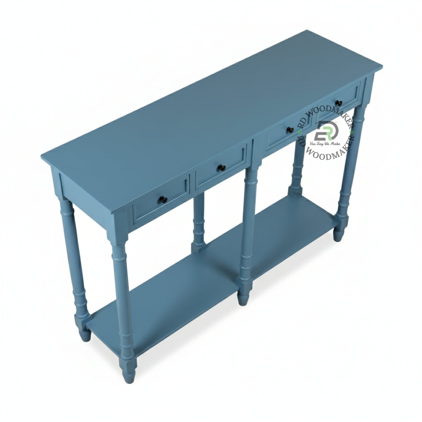 CLASSIC BLUE FOUR DRAWER LONG CONSOLE TABLE