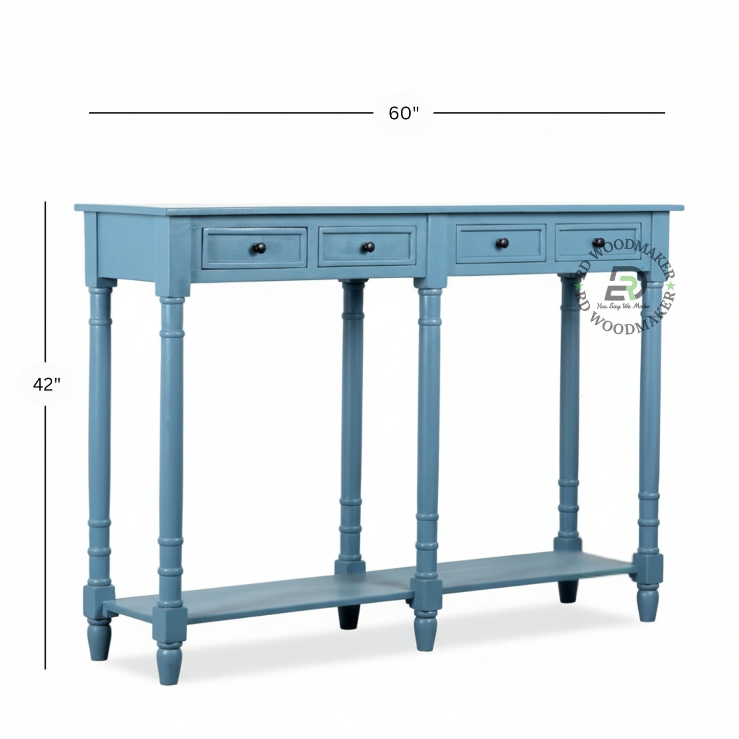 CLASSIC BLUE FOUR DRAWER LONG CONSOLE TABLE