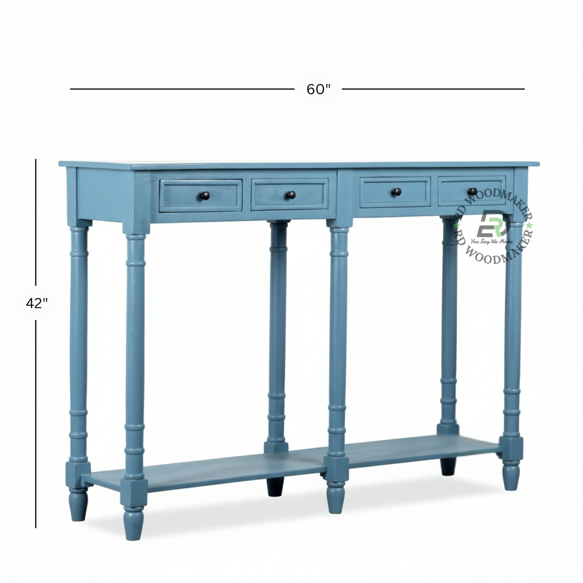 CLASSIC BLUE FOUR DRAWER LONG CONSOLE TABLE