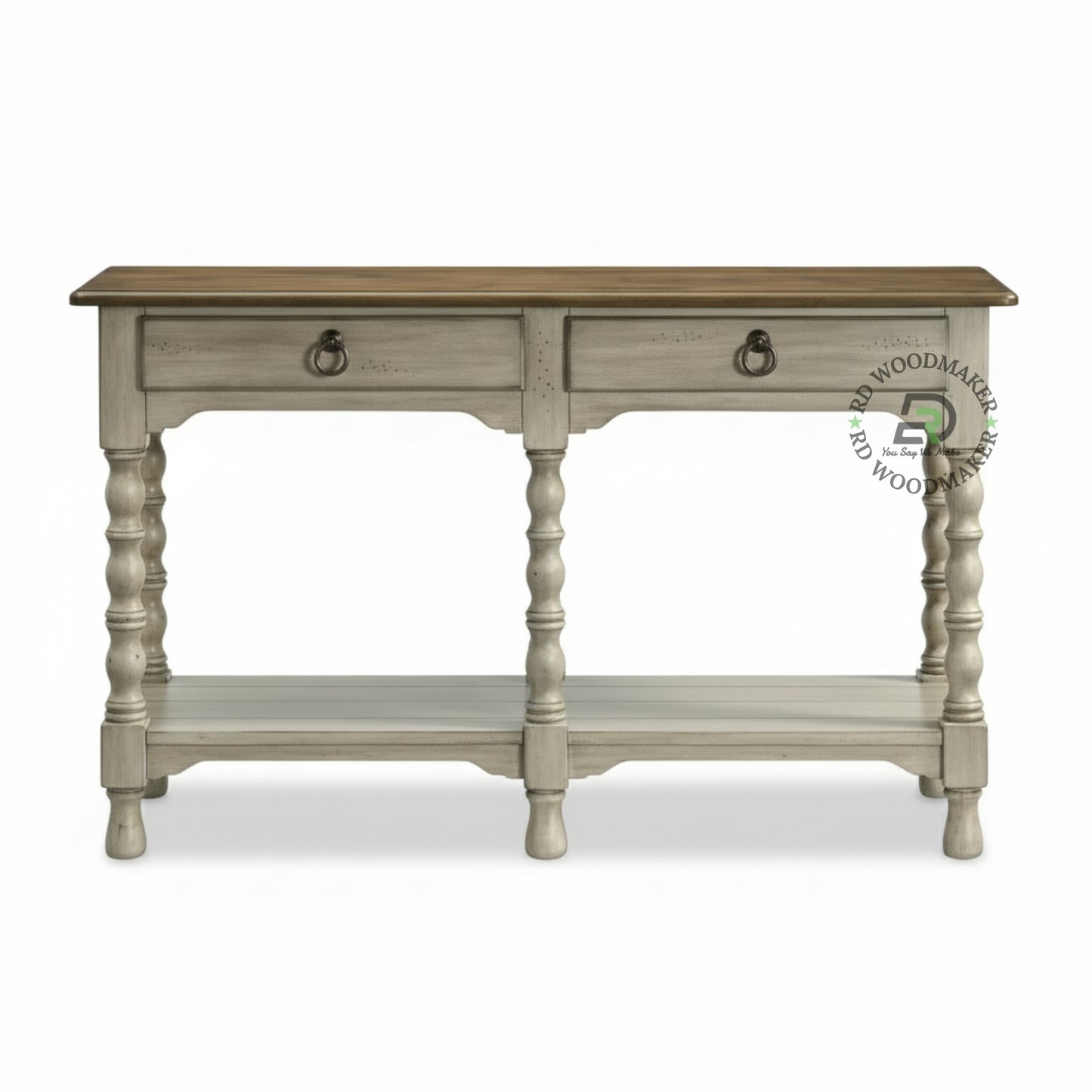 CLASSIC DOUBLE DRAWER TURNED LEG CONSOLE TABLE