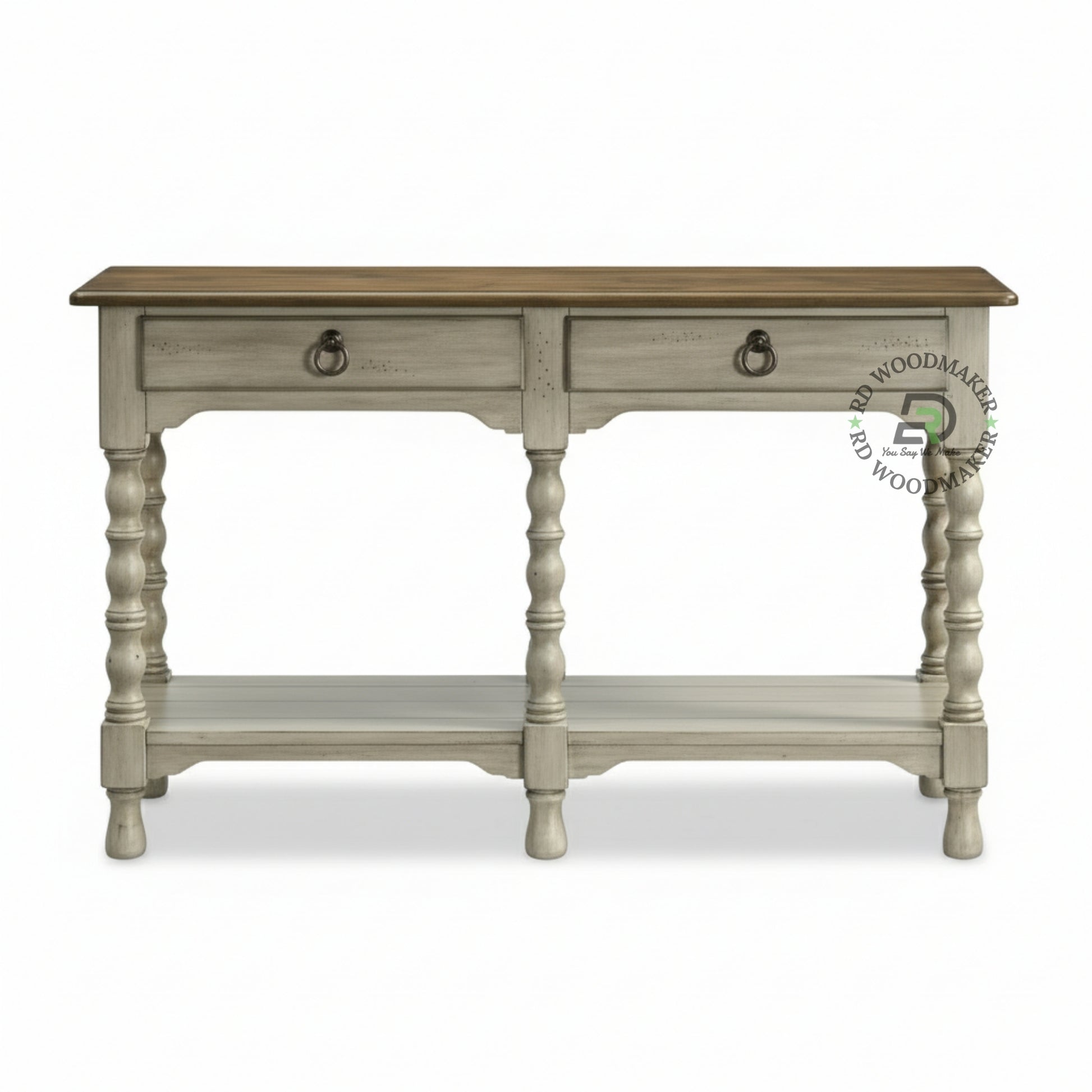 CLASSIC DOUBLE DRAWER TURNED LEG CONSOLE TABLE