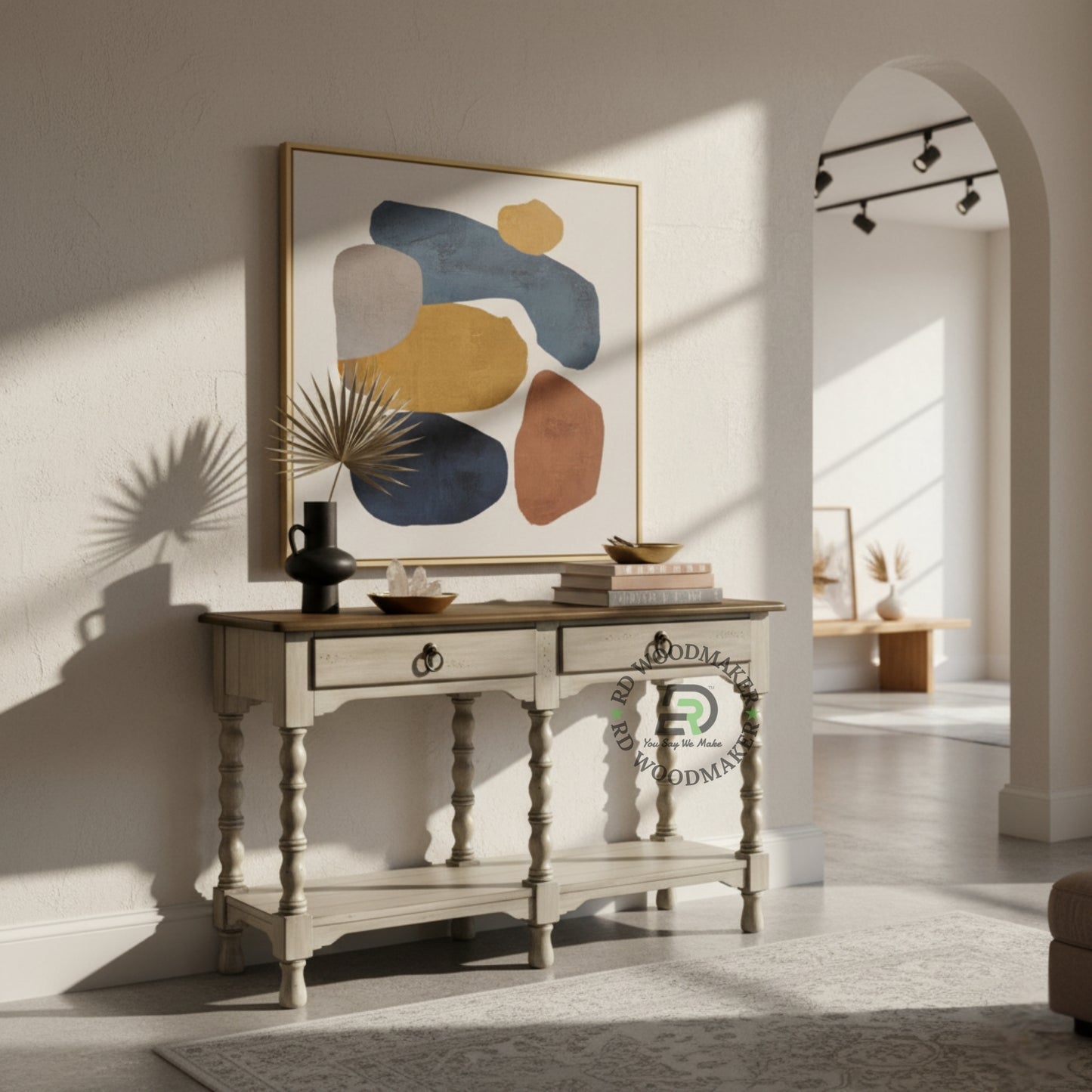 CLASSIC DOUBLE DRAWER TURNED LEG CONSOLE TABLE