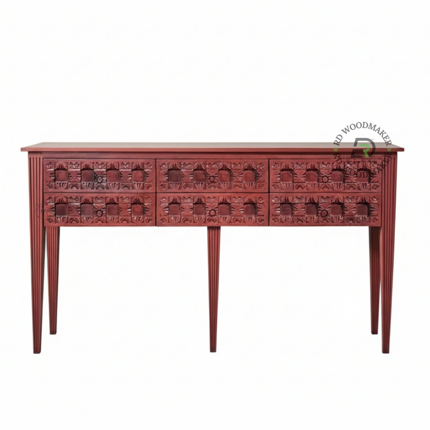 VINTAGE MULTI DRAWER CARVED CONSOLE TABLE