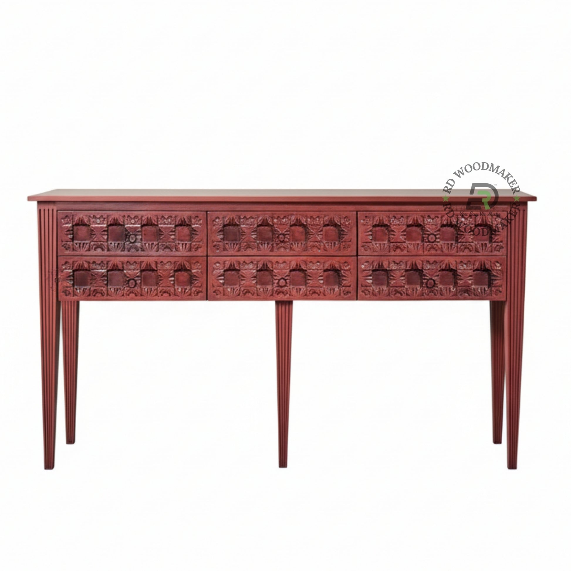 VINTAGE MULTI DRAWER CARVED CONSOLE TABLE