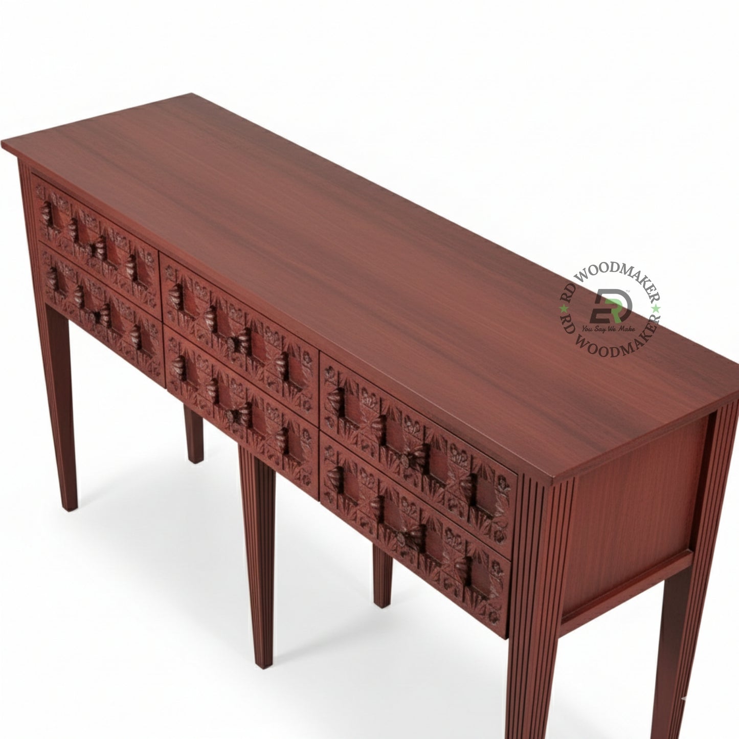 VINTAGE MULTI DRAWER CARVED CONSOLE TABLE