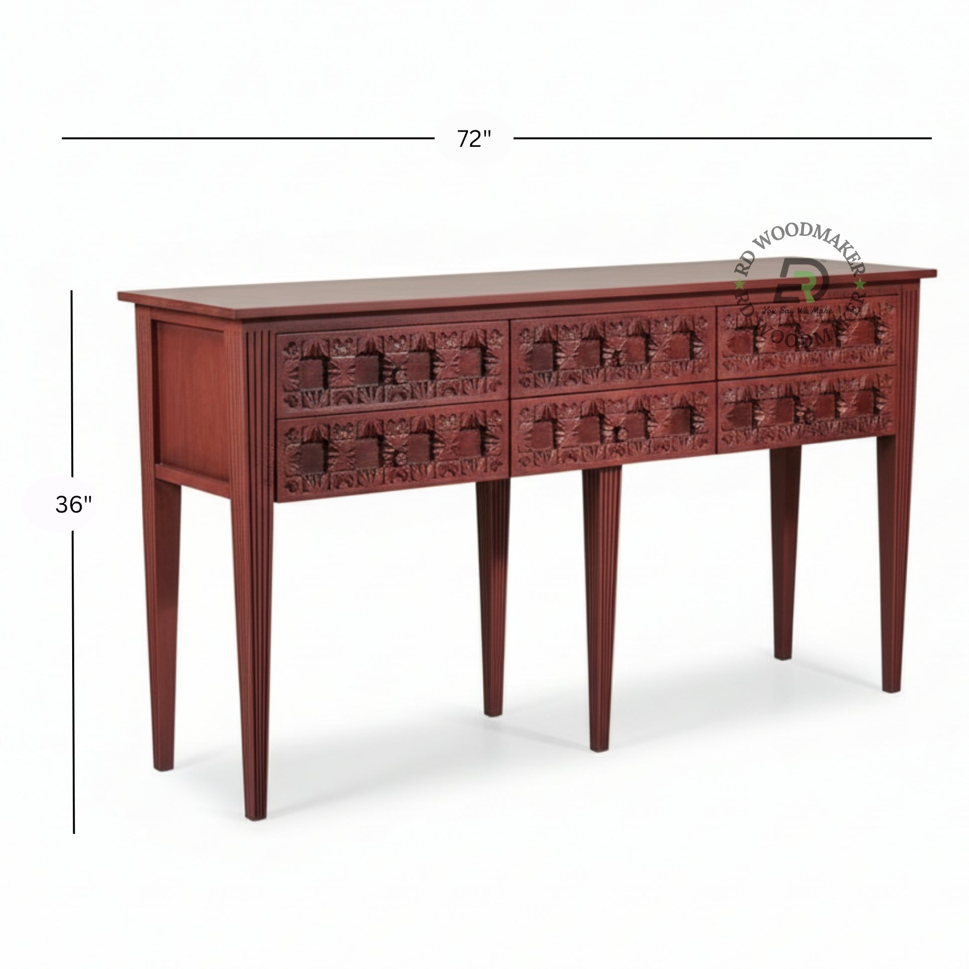 VINTAGE MULTI DRAWER CARVED CONSOLE TABLE