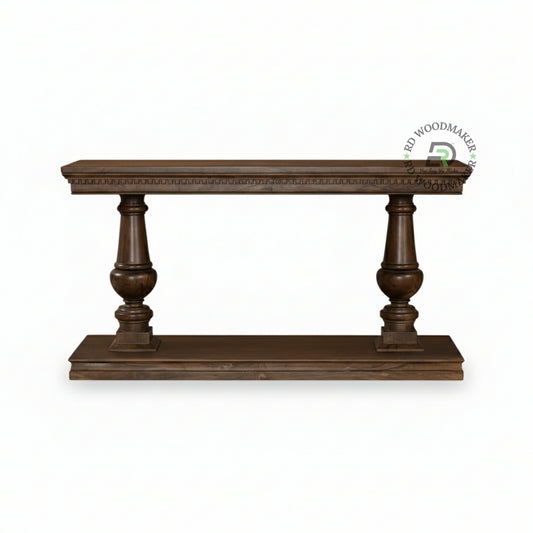 CLASSIC DOUBLE PEDESTAL WOODEN CONSOLE TABLE