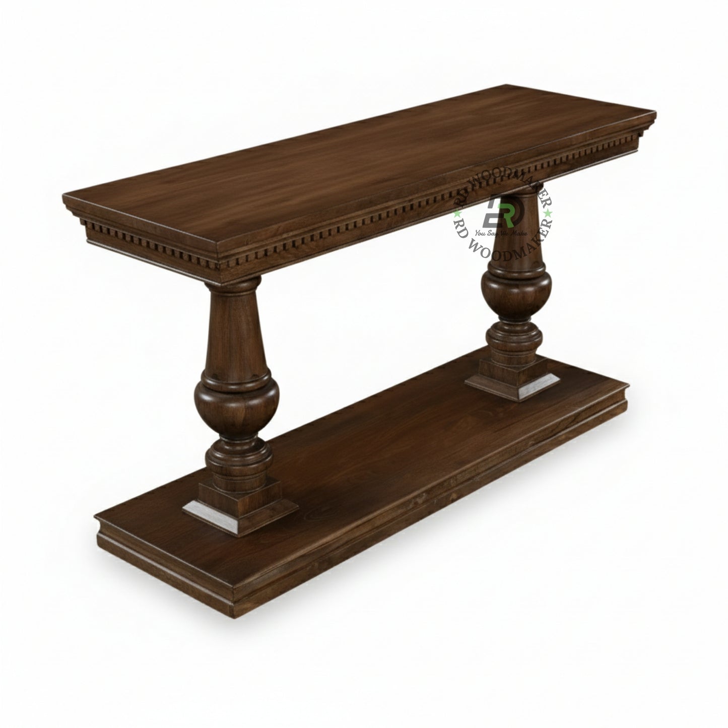 CLASSIC DOUBLE PEDESTAL WOODEN CONSOLE TABLE
