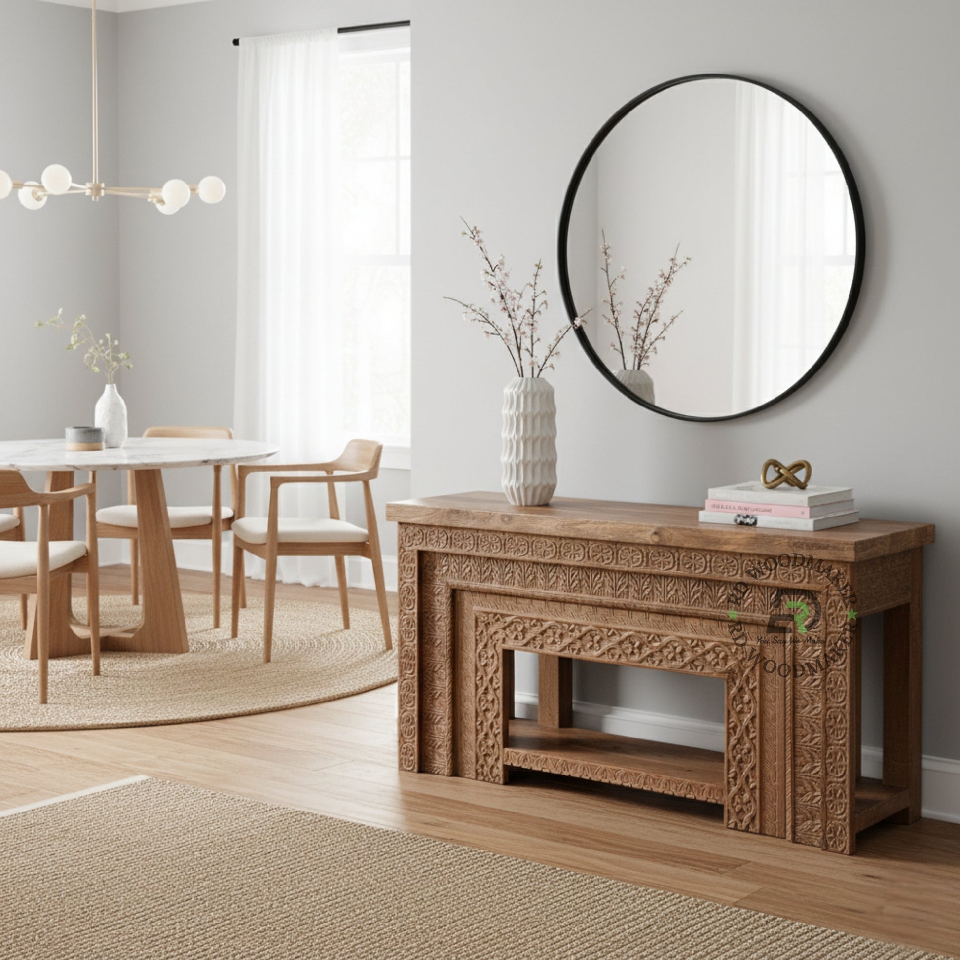 HANDCARVED FRAME STYLE WOODEN CONSOLE TABLE