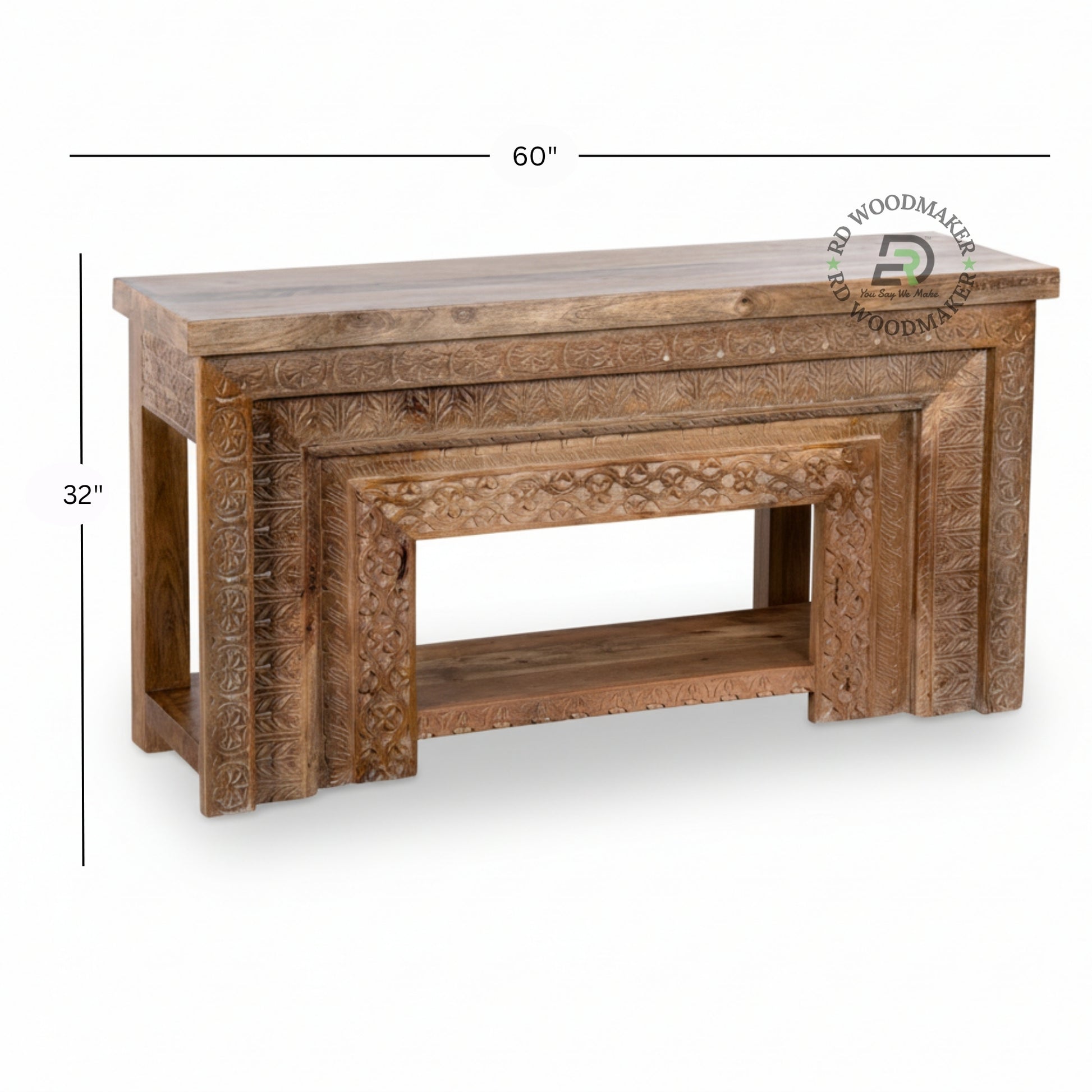 HANDCARVED FRAME STYLE WOODEN CONSOLE TABLE