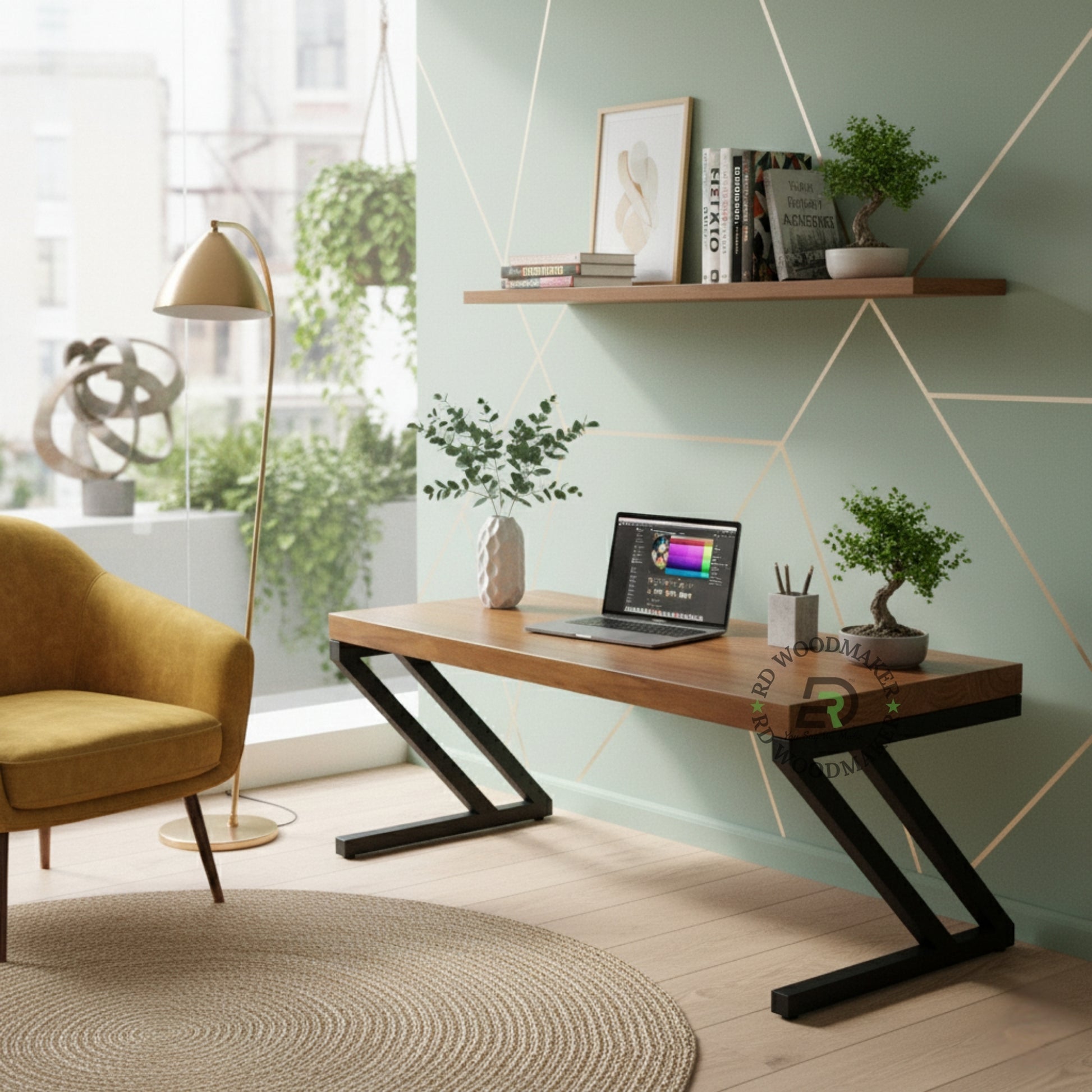 INDUSTRIAL Z FRAME WOODEN CONSOLE TABLE