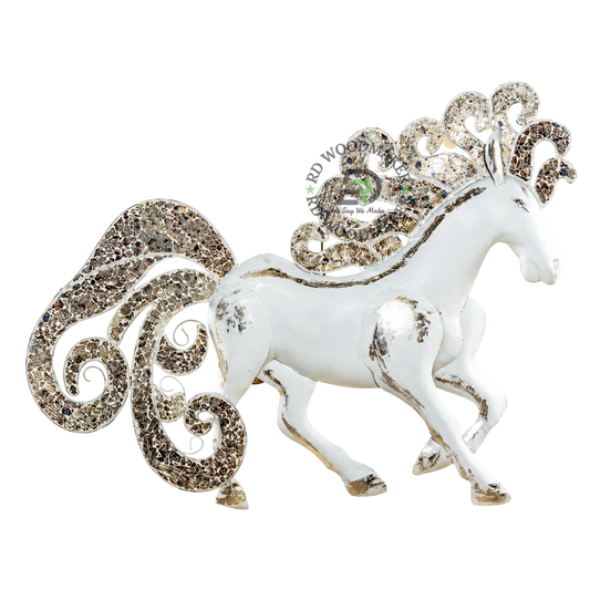 VINTAGE WHITE HORSE METAL WALL DECOR