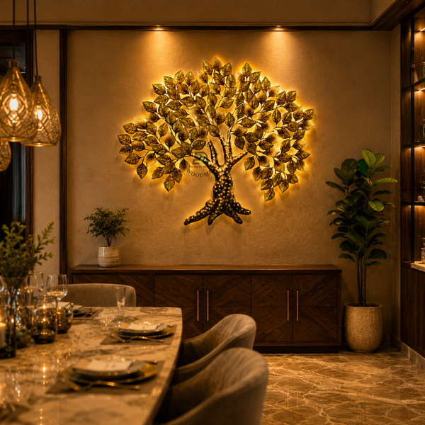 GOLDEN TREE OF LIFE METAL WALL DECOR