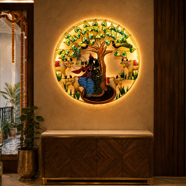 RADHA KRISHNA TREE OF LIFE METAL WALL ART