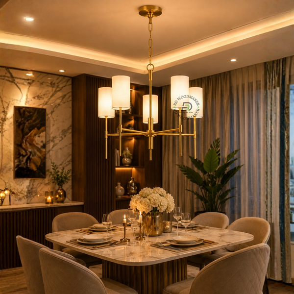 MODERN 5-LIGHT GOLD CHANDELIER