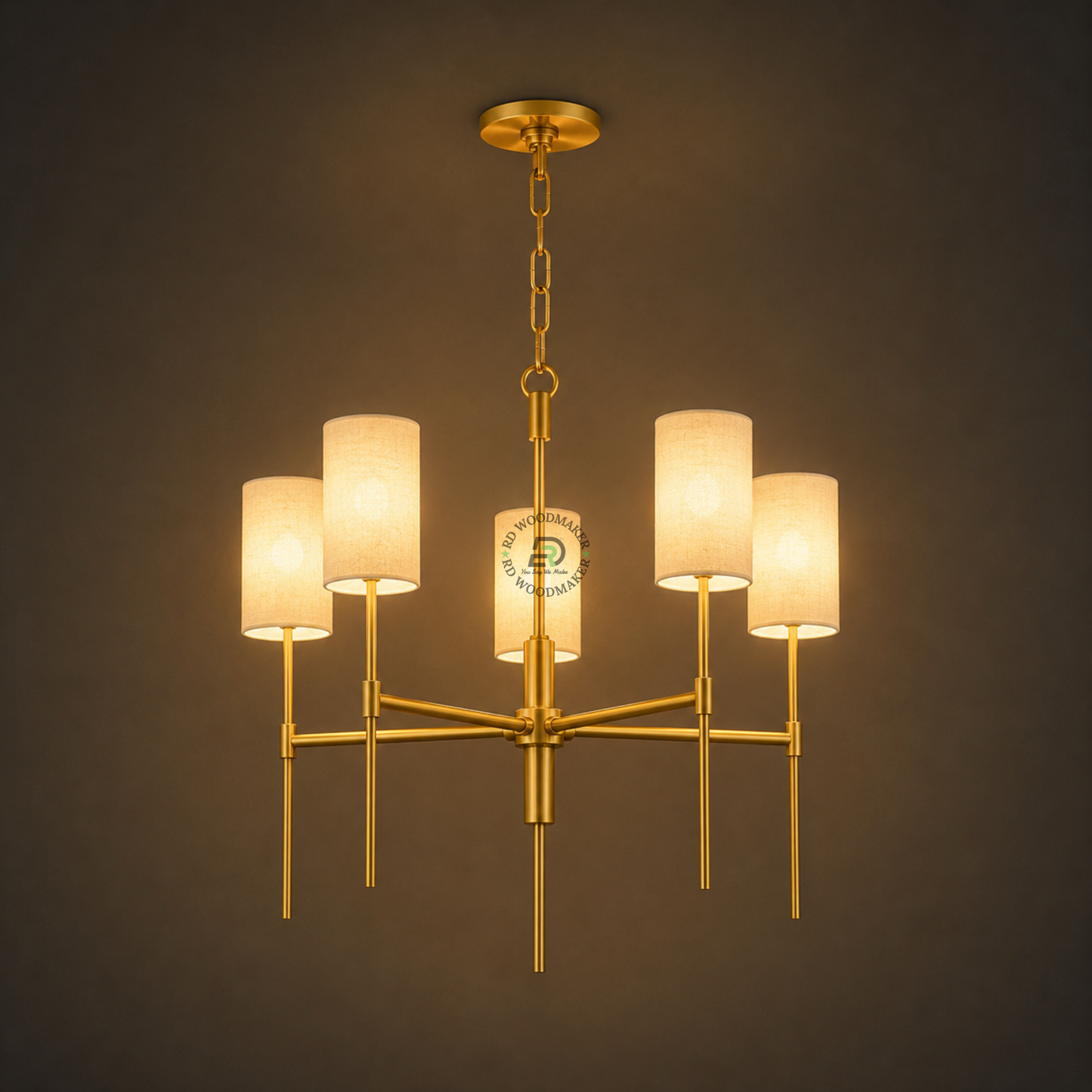 MODERN 5-LIGHT GOLD CHANDELIER