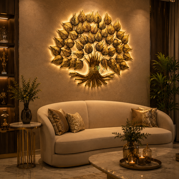 GOLDEN TREE OF LIFE METAL WALL DECOR