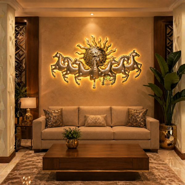 SEVEN RUNNING HORSES METAL WALL DECOR