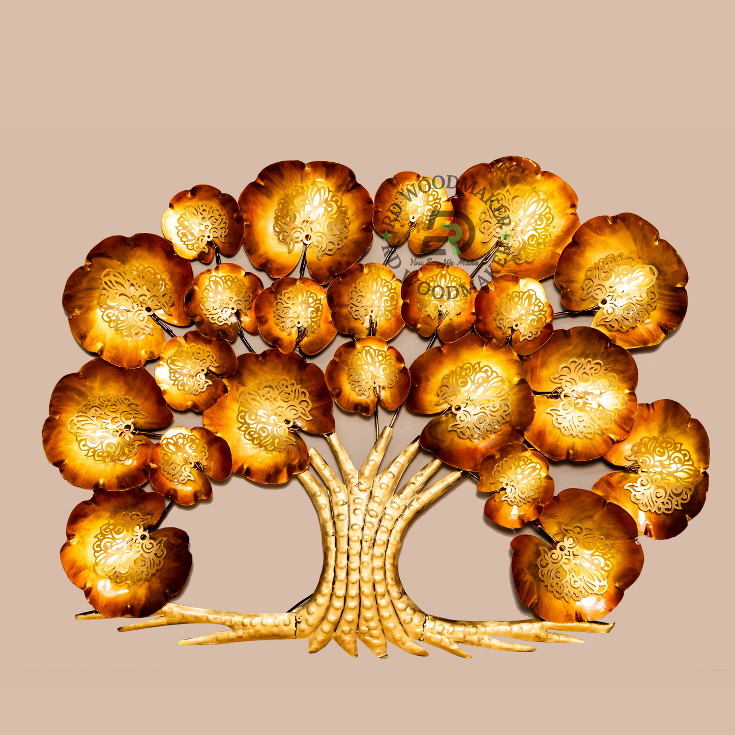 GOLDEN TREE OF LIFE METAL WALL DECOR