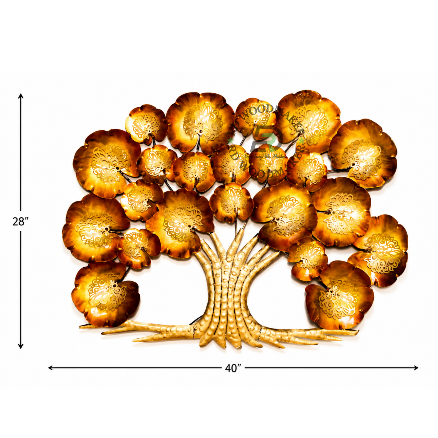 GOLDEN TREE OF LIFE METAL WALL DECOR