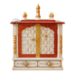 PREMIUM HAND PAINTED WOODEN HOME TEMPLE WITH DOUBLE DOORS & STORAGE DRAWERS