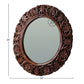 HAND CARVED ROUND FLORAL WOODEN MIRROR