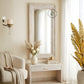 DISTRESSED WHITE CARVED FULL LENGTH WOODEN MIRROR