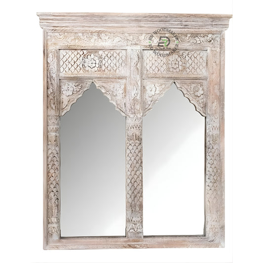 VINTAGE WINDOW STYLE DOUBLE PANEL WOODEN MIRROR