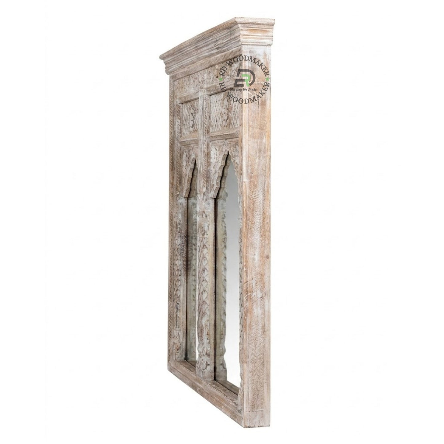 VINTAGE WINDOW STYLE DOUBLE PANEL WOODEN MIRROR