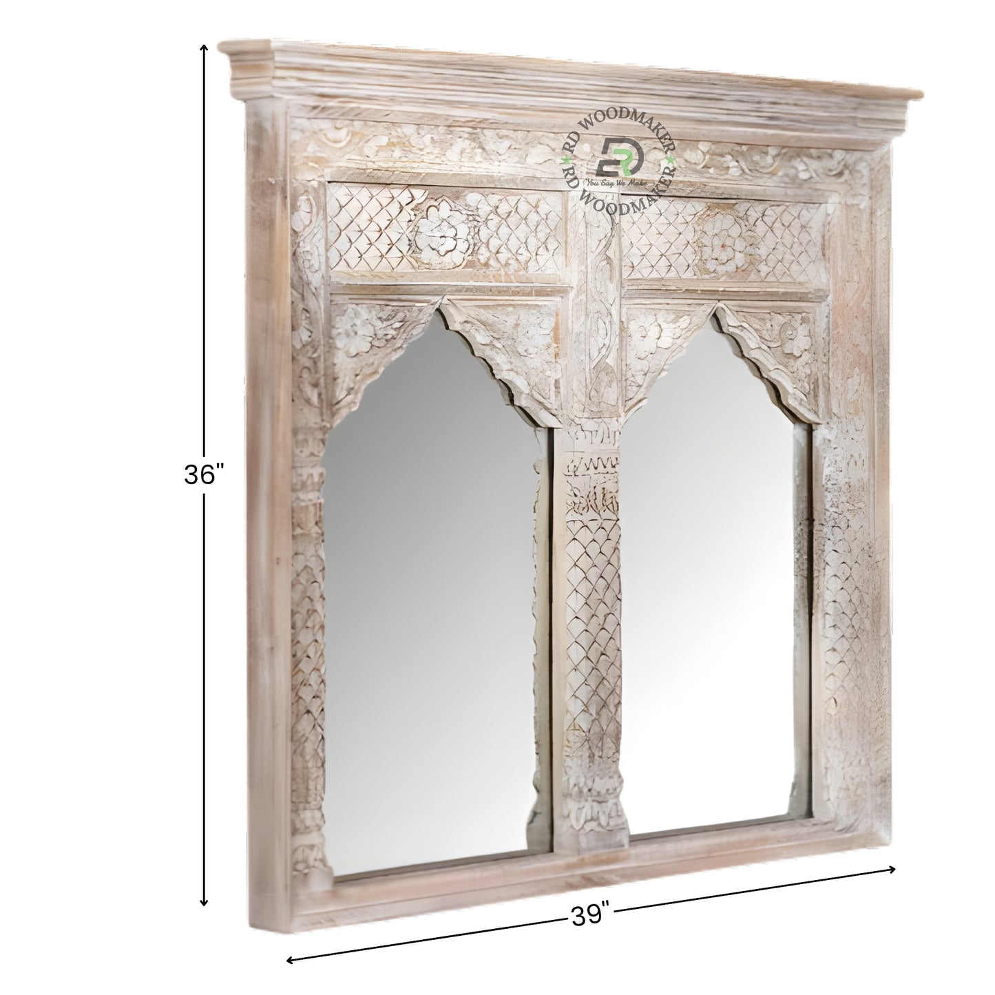 VINTAGE WINDOW STYLE DOUBLE PANEL WOODEN MIRROR