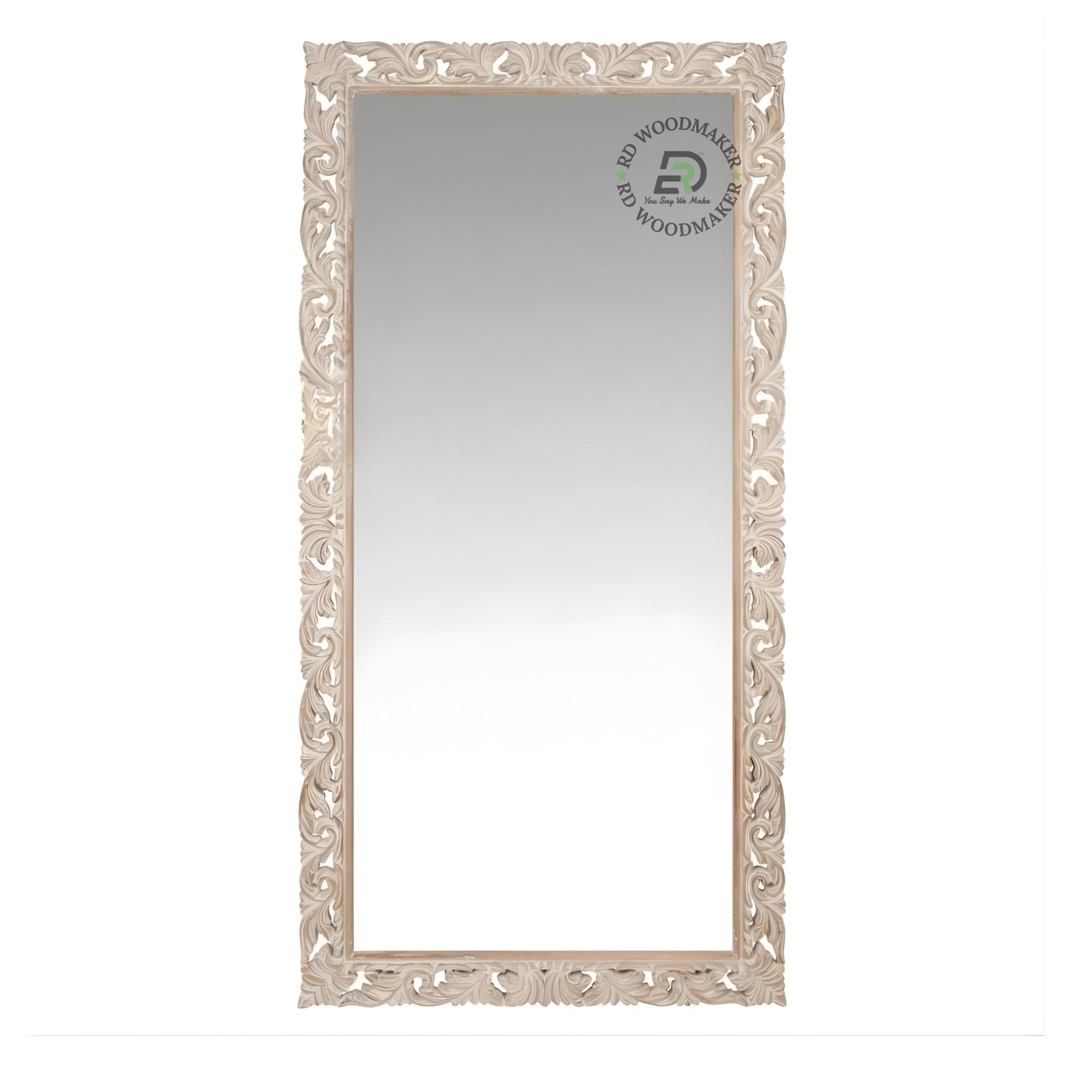ORNATE HAND CARVED FULL LENGTH WOODEN MIRROR