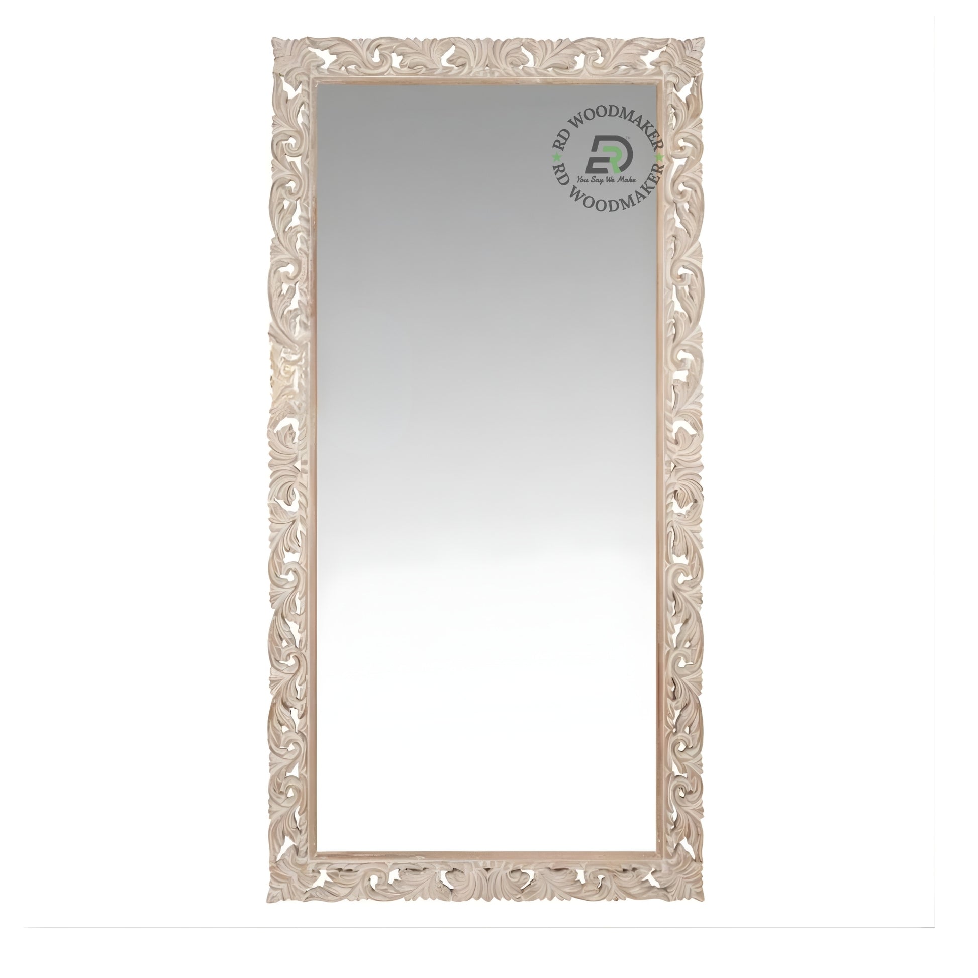 ORNATE HAND CARVED FULL LENGTH WOODEN MIRROR