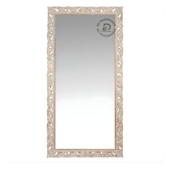 ORNATE HAND CARVED FULL LENGTH WOODEN MIRROR