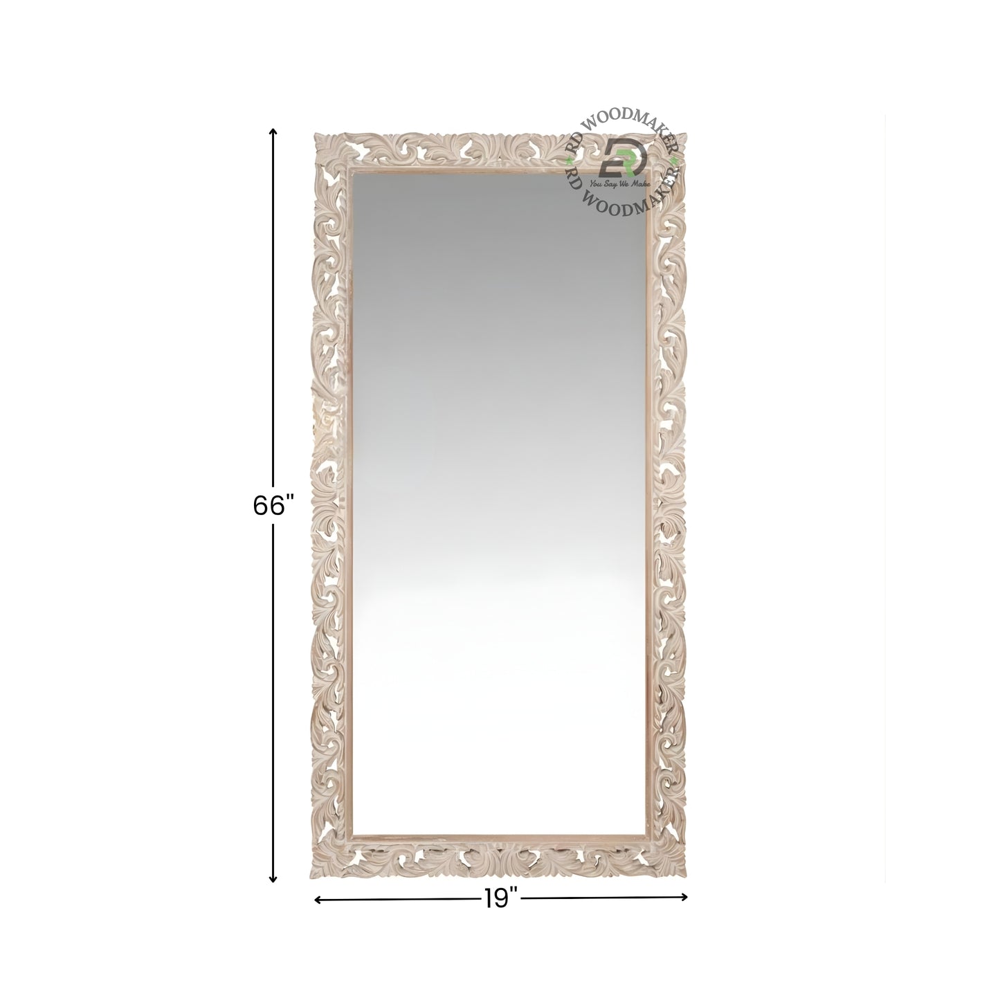 ORNATE HAND CARVED FULL LENGTH WOODEN MIRROR