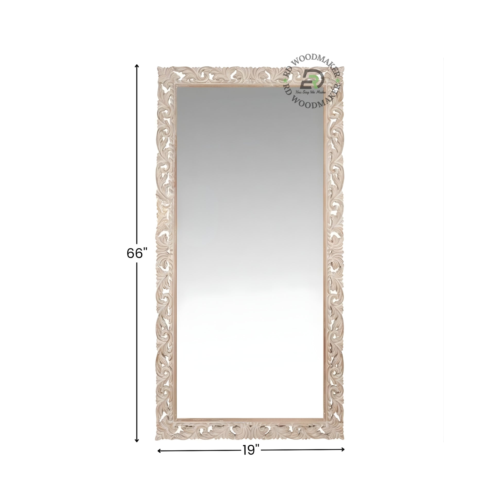 ORNATE HAND CARVED FULL LENGTH WOODEN MIRROR