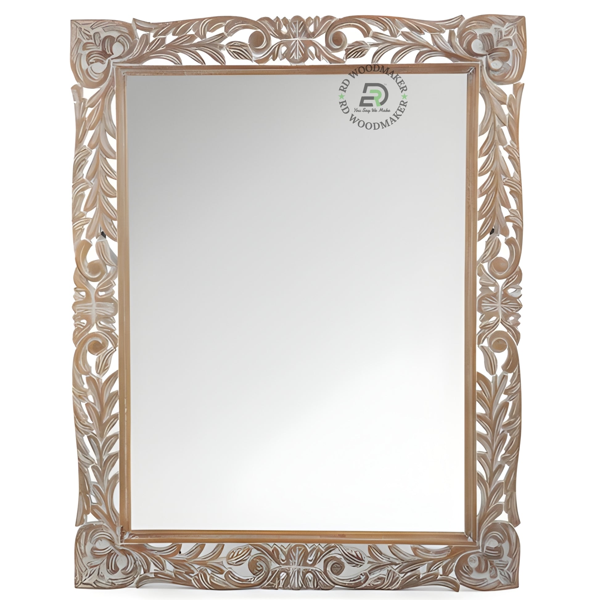CLASSIC CARVED RECTANGULAR WOODEN MIRROR