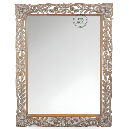 CLASSIC CARVED RECTANGULAR WOODEN MIRROR